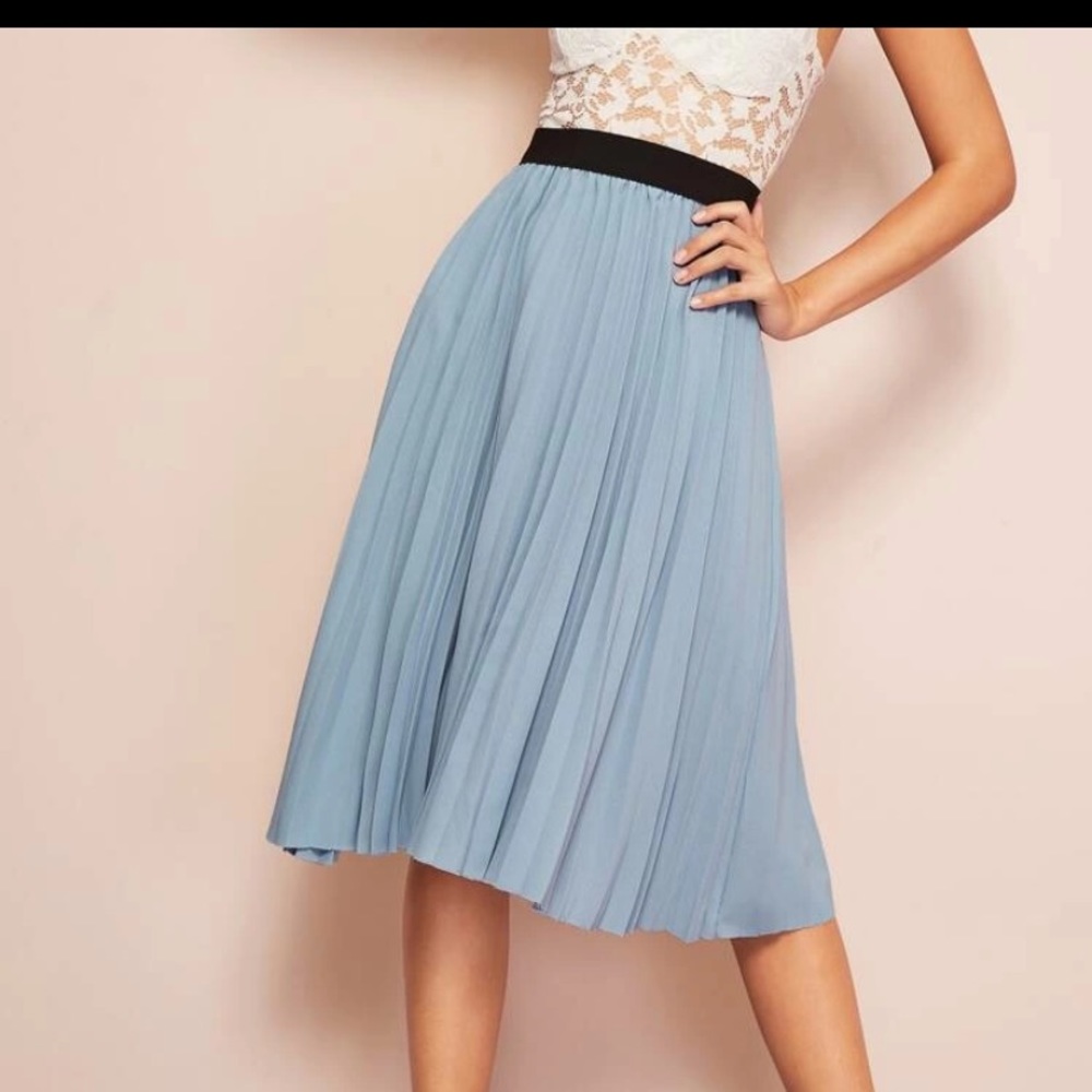 Waist band pleated skirt